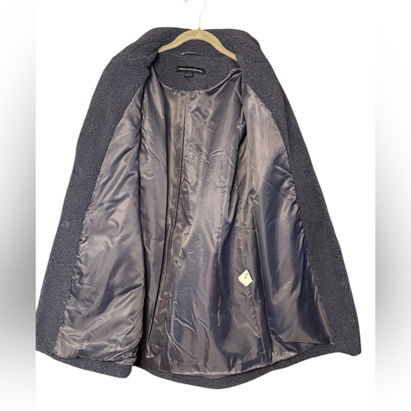 FRENCH CONNECTION Faux Shearling Teddy Coat S 21” p2p Denim Blue $200 Retail NWT - Picture 11 of 13